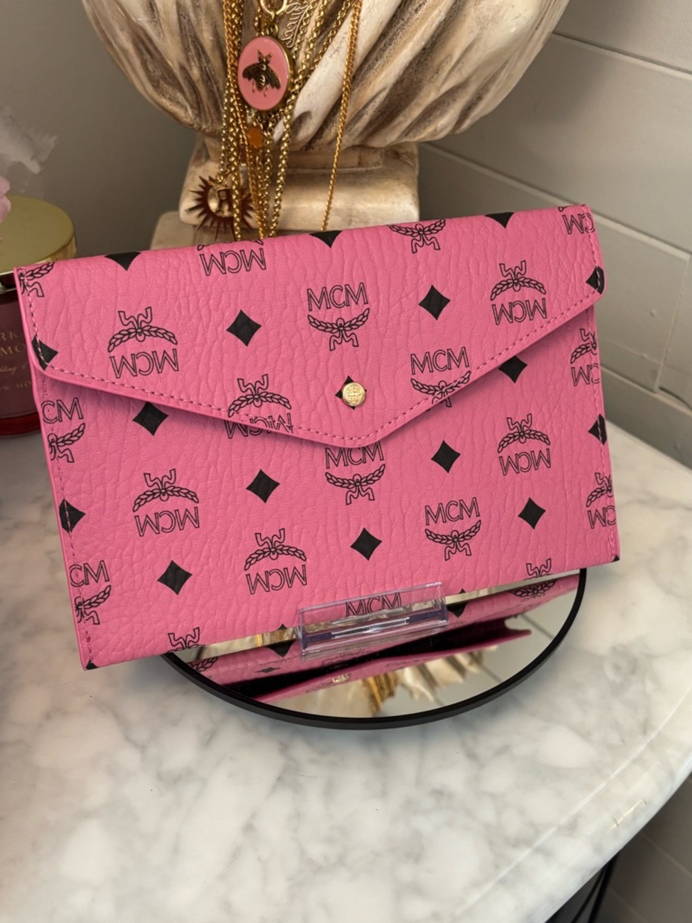 Low start NIB MCM Women's snap envelope Clutch - Pink or Blue GWP